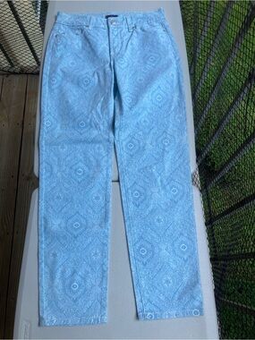 NYDJ Blue And White Mandala Print Jeans Size 0